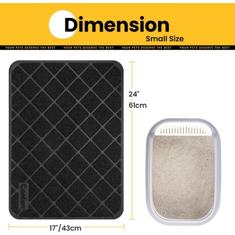 Tapis de litière pour chat antidérapant et imperméable tapis de propreté pour bac à litière design nid d'abeille double couche capture des grains de litière lavable