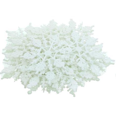 Kaemingk Weihnachtsdeko Schneeflocken Weiß mit Glitter Ø 10 cm - Kunststoff