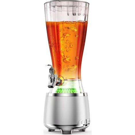 Distributeur de boissons 2 en 1 avec haut-parleur Bluetooth, récipients de 2,5 L, lumières LED colorées blanches, idéal pour les fêtes et les bars. (1/5)