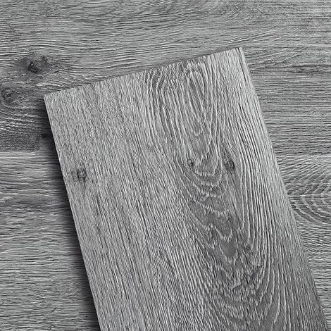 36 x Grey Adhesive PVC Floor Tiles Imitation Oak Wood Stickers Floor Vintage Vinyl Cover 4.86㎡ for Kitchen Bedroom Bathroom 90 cm x 15 cm (1/5)