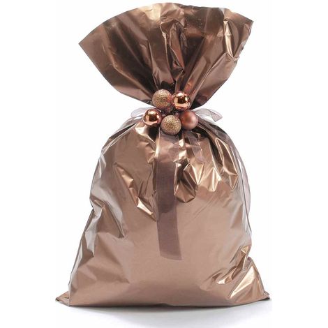 Busta a sacchetto regalo metallizzata bronzo opaco. Ideale per confezioni regalo, set da 50 pezzi, cm 30 x 50 H