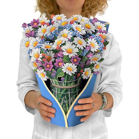 Bouquet de fleurs éternelles 3D pop-up, carte de vœux taille réelle 30 cm avec enveloppe et carte de note, décoration surprise (1/4)