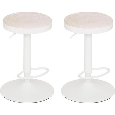 Lot de 2 Tabourets de Bar "Isla" 60-76cm Ivoire (1/5)