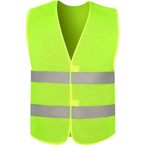 Lot de 10 gilets de sécurité réfléchissants jaune fluo haute visibilité pour cyclistes, conducteurs, coureurs, éboueurs, etc. 56 cm x 68 cm (1/5)