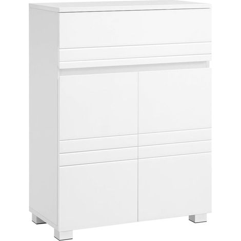 Mueble de baño independiente con mueble de almacenaje cajón de dos puertas y balda regulable para entrada/pasillo 60 x 30 x 80 cm blanco 120006503