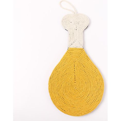 Tapis à Griffer pour Chat en Sisal Jaune Forme Cuisse Antidérapant, Corde Tressée Sisal et Eva, Résistant à L’abrasion, pour Affûtage des Griffes (1/5)