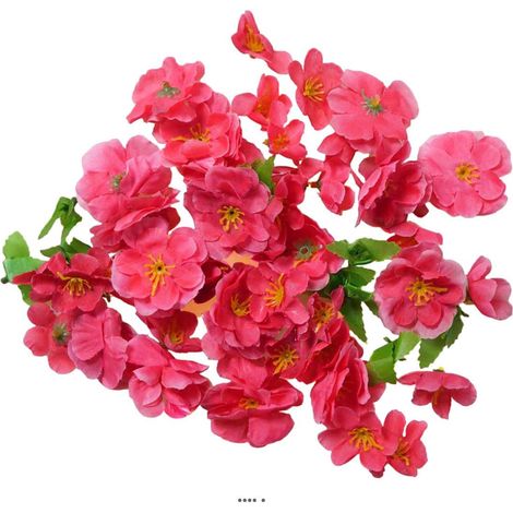 Têtes de fleurs de pêcher factices tissu x40 5 feuilles Rose fushia - couleur: Rose fushia 730 (1/3)
