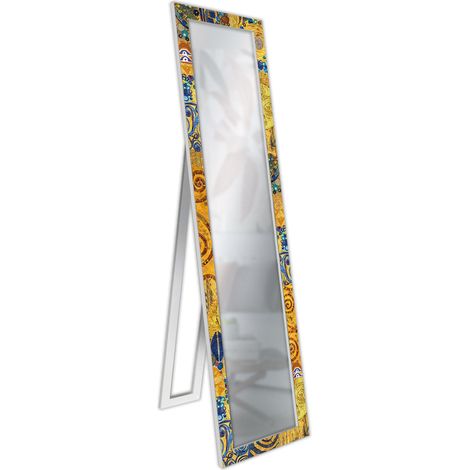 Lupia - Specchio da Terra Moderno FLOOR MIRROR DECO 40x156 cm KLIMT GOLD, Specchiera con Cornice Stampata in Legno Regolabile con cavalletto e Montabile a Parete (1/4)