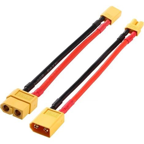 Pair Adaptateurs XT-30 Mâle vers Femelle XT-60 et Adaptateurs XT-60 Mâle vers Femelle XT-30, avec 10cm 14AWG Câble en Silicone, pour Batterie LiPo RC (1/5)