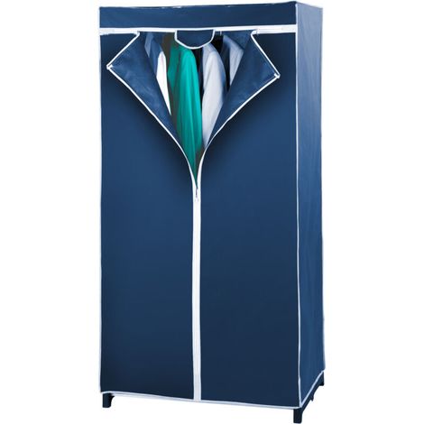 Penderie en toile Air – Ouverture complète avec fermeture éclair – Dimensions 75x150x50 cm – Tissu micro-respirant bleu foncé (1/5)