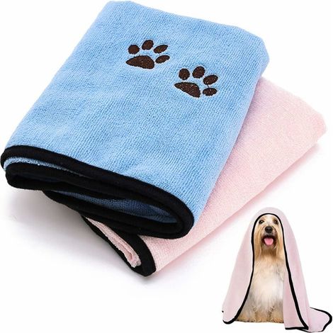 Quick Dry Dog Towel, 2 PCS Pet Towels, Absorbent Towels for Dogs, Pet Bath Towel (1/5)