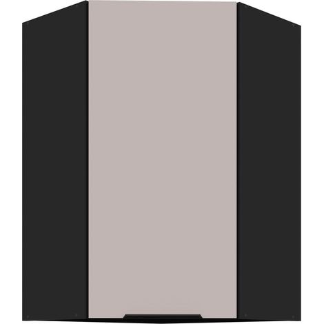 Küchen Eckhängeschrank 60x60 cm Küche ARONA Kaschmir beige matt + Schwarz matt Küchenzeile Küchenblock Einbauküche Höhe 90 cm (1/5)