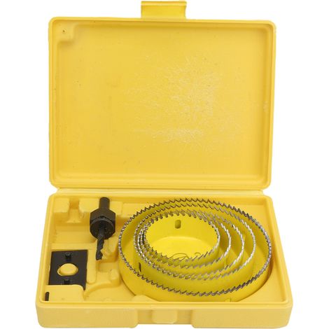 Jeu de forets de scie cloche 8 pièces, ouvre-bois en acier à haute teneur en carbone jaune 64mm-127mm