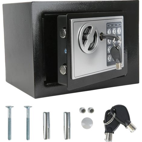 Caja fuerte de seguridad, sistema de doble desbloqueo, diseño para montaje en pared, color negro. (1/2)