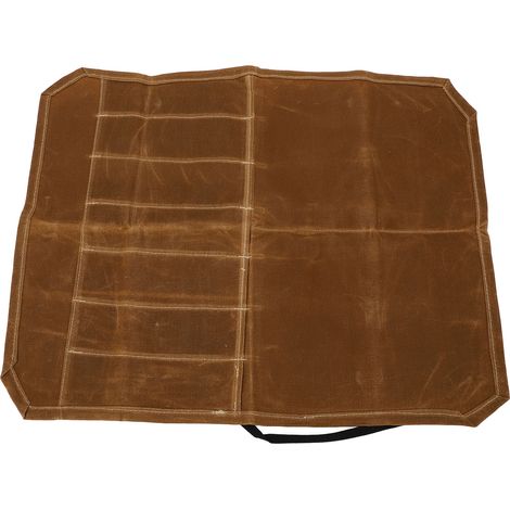 Sac roulable professionnel 7 poches pour couteaux, toile cirée imperméable, idéal chef, camping et barbecue, couleur kaki (1/5)