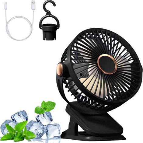 Ventilador USB silencioso，Mini ventilador de escritorio，5 velocidades，giratorio 360°，Ventilador de pared pequeño，Rosa，1 unidad (1/5)