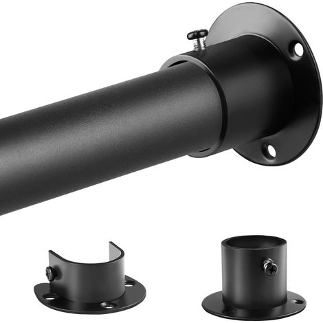 Tringle Penderie à Vêtements Extensible Noire, Barre Penderie 74-250cm (1/5)