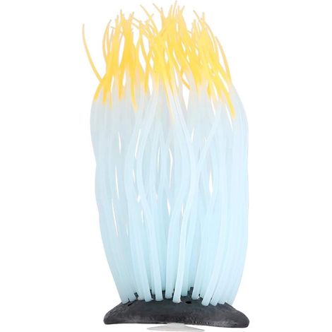 Anémone de mer lumineuse en silicone, décorative pour aquarium, plante corallienne artificielle, respectueuse de l'environnement (orange), 7 x 16 cm, 1 pièce