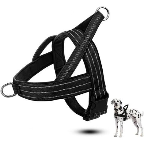 Harnais pour chien, harnais anti-traction, colliers, harnais et laisses pour chiens, réglables, réfléchissants et respirants pour chiens moyens et grands (M) (1/5)
