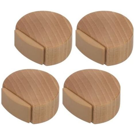 Butée de Porte Adhésive - Arrêt de Porte en Bois pour Sol et Parquet - Stop Porte Discret et Élégant - Butoir de Porte - Lot de 4 en Hêtre (1/5)