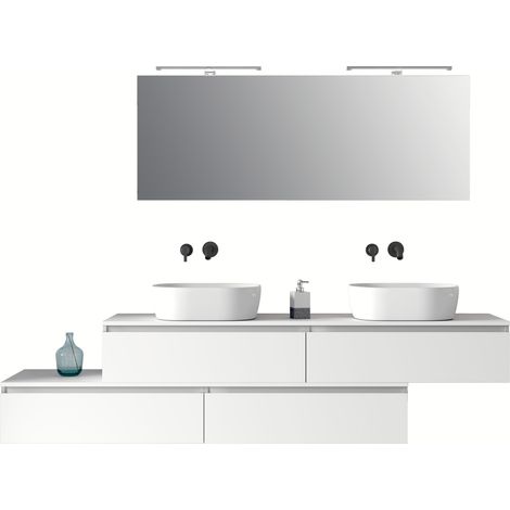 Composition double vasque 9 pieces ASTRA blanc mat (1/4)