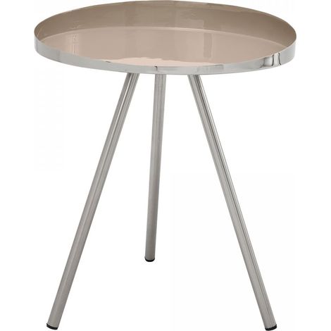 Table basse fait main en fer motif contemporain EDI 41x41 taupe (1/5)