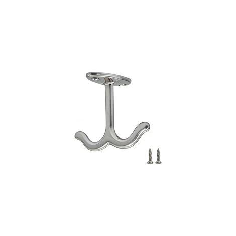 TAISHENGDA Lot de 4 Crochets de Plafond Doubles en Alliage de Zinc – Argenté, pour Vêtements, Chapeaux et Serviettes