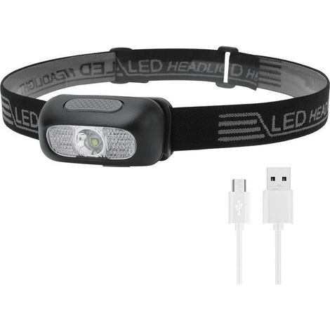 Torche Frontale LED Ultra Puissante avec Modes d'Éclairage & Lumière Étanche Portable Lampe Poche Main Libre Rechargeable pour 5 IPX4 Rouge (1/4)