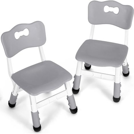 Lot de 2 Chaises pour Enfants en Plastique,Chaise de Bureau,Réglable en Hauteur,Tabouret Capacité Portante 100kg (Gris) (1/5)