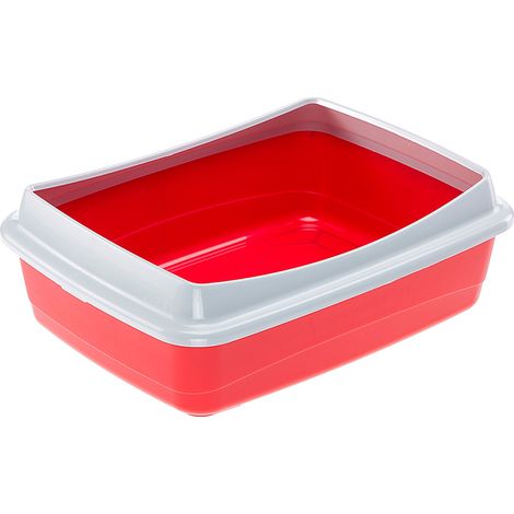 Ferplast NIP PLUS Cassetta igienica aperta per gatti con cornice contenitiva. Variante 10 PLUS - Misure: 47 x 36 x h 15.5 cm - Bordeaux