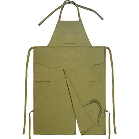 Tablier de potier à jambes fendues, tablier en toile de polyester céramique couvrant toute la surface, avec grandes poches, fermeture croisée au dos, unisexe et ajustable (1/5)