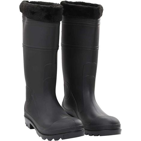 Bottes en caoutchouc noires à doublure amovible, pointure 44, PVC