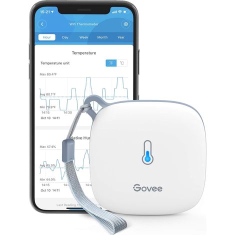 Thermomètre Hygromètre WiFi Intérieur Haute Précision Capteur Intelligent avec Alertes en Temps Réel, Compatible WiFi 2.4GHz, Idéal pour Maison, Chambre, Cave, Serre (1/5)