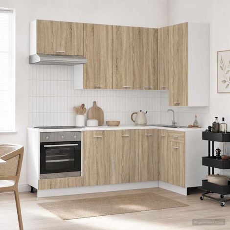 Ensemble de meubles de cuisine 8 pièces en bois d’ingénierie chêne Sonoma, 168.72kg - PANGIVO (1/5)