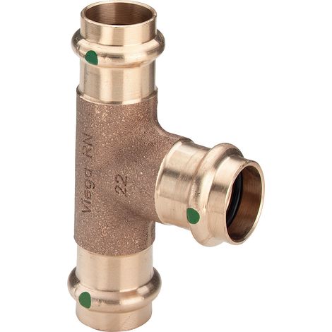 Viega Sanpress-Té, d1 15, d2 12, d3 15 Bronze rouge ou bronze au silicium Modèle 2218, 298371