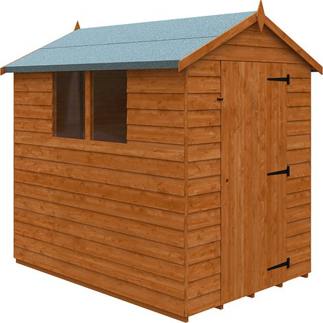 7 x 5 Feet Budget Apex 9mm Shed - Solid Wood/Softwood/Pine - L205 x W145 x H210.9 cm - Burnt Orange