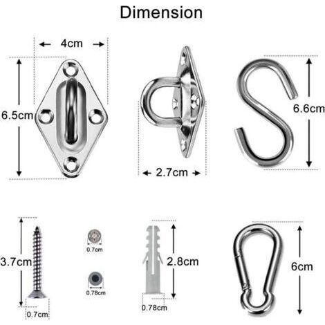 M6 Kit de Fixation pour Voile D'ombrage 42 Pièces de Matériel en Acier Inoxydable pour Installation de Voile d'ombrage Rectangulaire et Triangulaire (1/3)