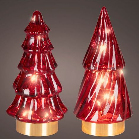 ALBERO ROSSO LED IN VETRO PER USO INTERNO DIAMETRO 6 X12,8H CM (1/3)