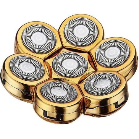Lames de rechange pour rasoir électrique pour tête chauve, rasoir à barbe à 7 têtes, doré (1/5)