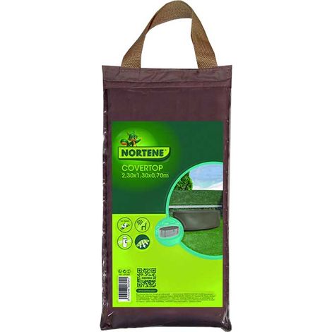 Nortene – Housse salon de jardin pour table ovale – Dimensions 230 x 130 x 70 cm – Polyester déperlant et anti-UV – Couleur taupe (1/7)