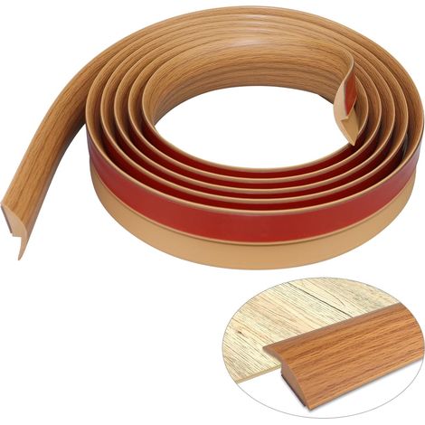 Door Threshold Strip Adhesive Vinyl Profile Transition Profile for Floor and Carpet Transition Strip for Carpet Floor Compensation Height Under 5mm (2M, Yellow Wood Grain) (1/5)