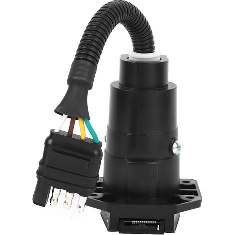 Adaptateur remorque 4 broches vers 7 broches avec support étanche, connecteur type US 6-24V, prise universelle pour attelage, résistant aux intempéries, idéal caravane et utilitaire. (1/3)