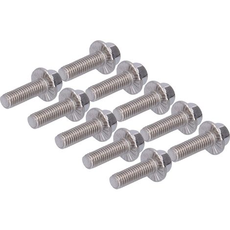 Vis à tête hexagonale à embase inox 304, lot de 10, M5 x 10/12/16/20/25/30/35/40 mm, M5x16, quincaillerie de fixation (1/5)