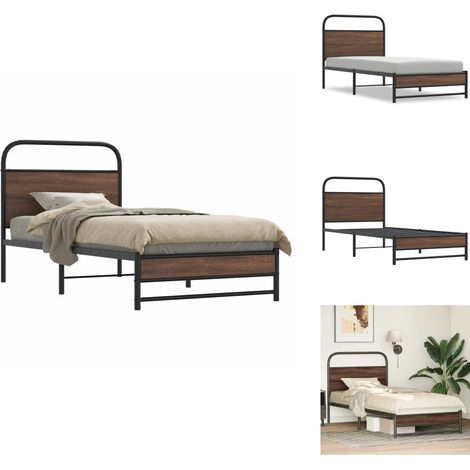 Bettgestell ohne Matratze 107x203 cm Braun Eichen-Optik - Bettgestell - Bettgestelle - Bettrahmen - Schlafzimmermöbel (1/5)