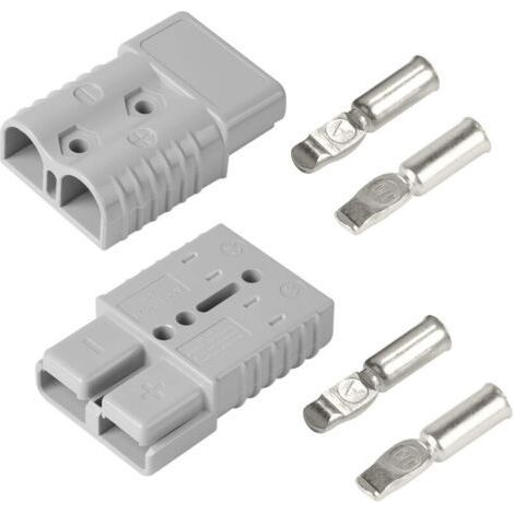 2 pcs. Connecteur Anderson 175A 600V, Connecteur de Batterie à Déconnexion Rapide, Connecteur de Courant Fort pour Voitures, Caravanes, Bateaux, Systèmes Solaires, Gris (1/5)