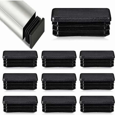 12pcs 80 x 40mm Rectangular Tube Cap, Metal Tube End Cap for Rattan Chairs and Furniture, (Black) MUMU