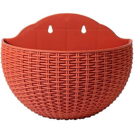 Wandmontierte Blumentöpfe, Hängeblumentöpfe für Geländer (geeignet für Balkone mit Geländer), Kunststoffblumentöpfe für Fensterbänke (rot).