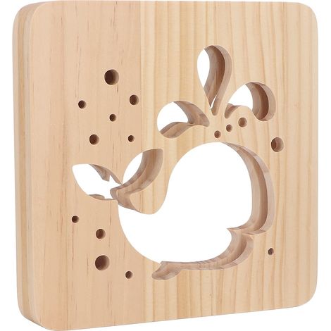 Lampe 3D en bois, veilleuse baleine portable creux, lumière chaude mignonne LED rechargeable blanche, pour enfants avec veilleuse design USB pour la m (1/5)