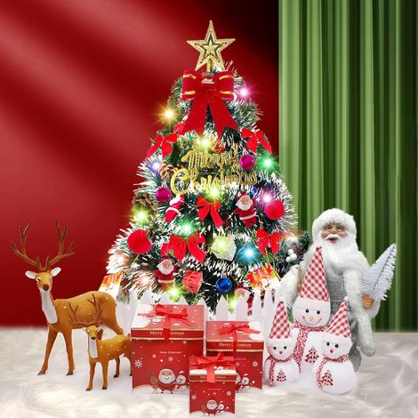 Sapin de Noël Artificiel 60 cm - Mini Arbre Avec Ornements pour Table, Bureau, Accueil - Décoration pour Fête de Noël (1/5)