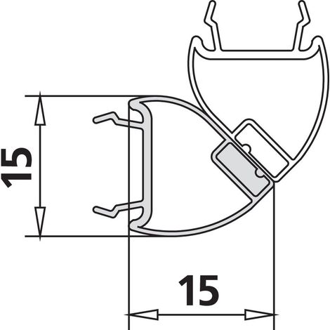 Kermi Magnetprofil 4719 22 L x1, 4603, 90 Grad links, 2000mm, für Eckeinstieg 2-teilig bodenfrei bis Serienhöhe 2000mm